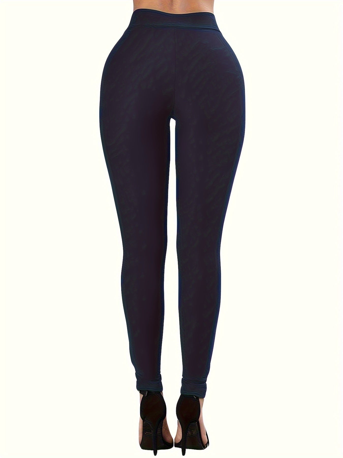 Leggings sexys de estilo europeo y americano para otoño/invierno con tirantes dobles de ojales, lazos cruzados y corte ajustado al tobillo en color liso.