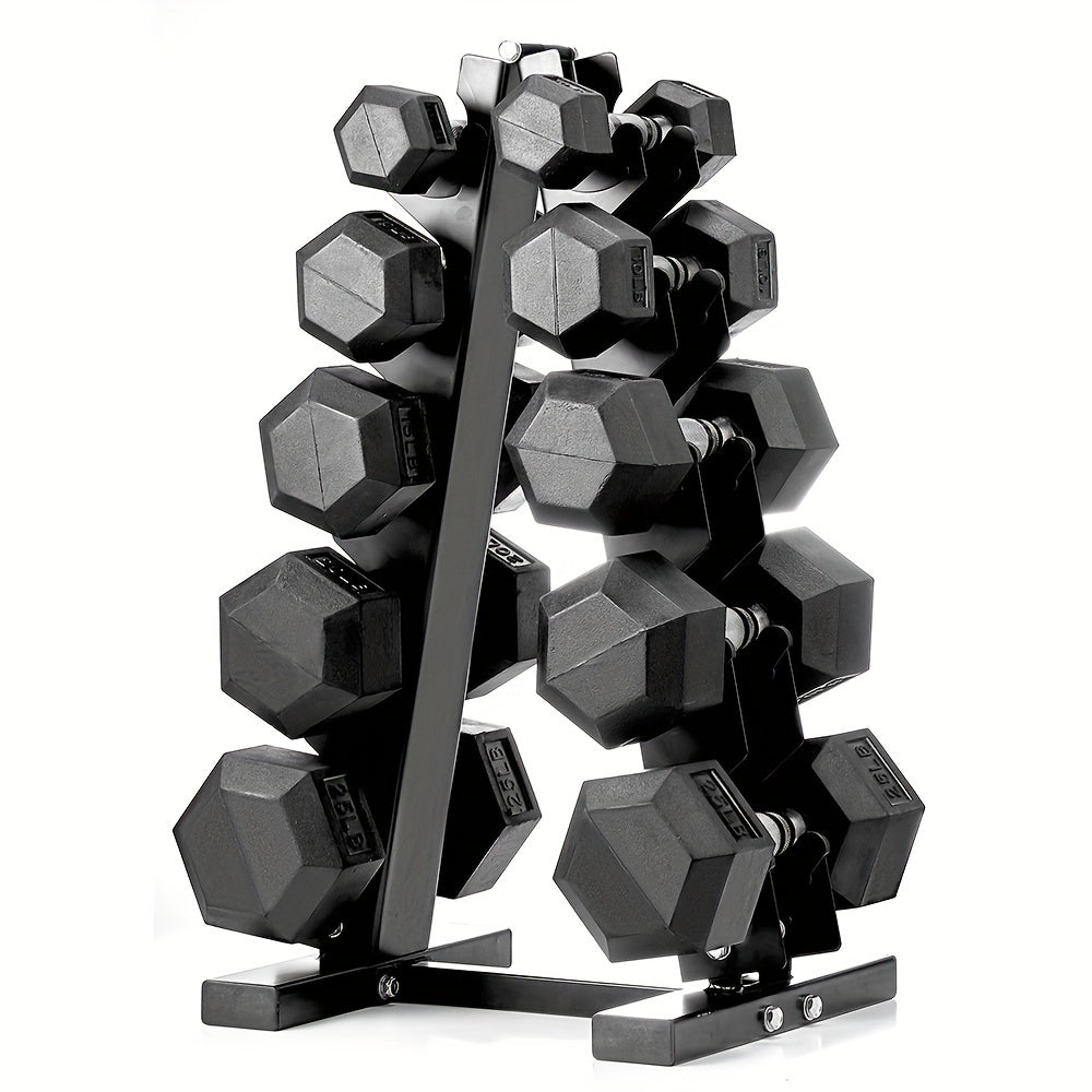 Juego de mancuernas hexagonales resistentes de 150 lb (incluye soporte)