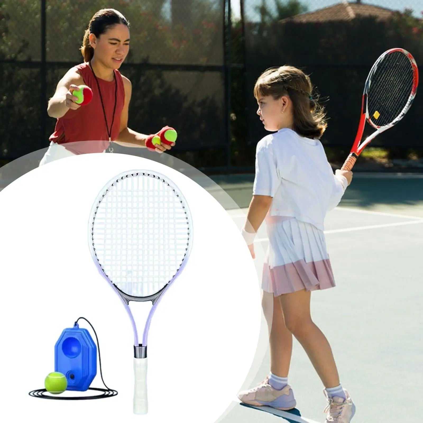 Entrenador de tenis, pelota de rebote, equipo de entrenamiento individual principiantes, ejercicio de un solo jugador, autopráctica para parque, jardín, patio trasero