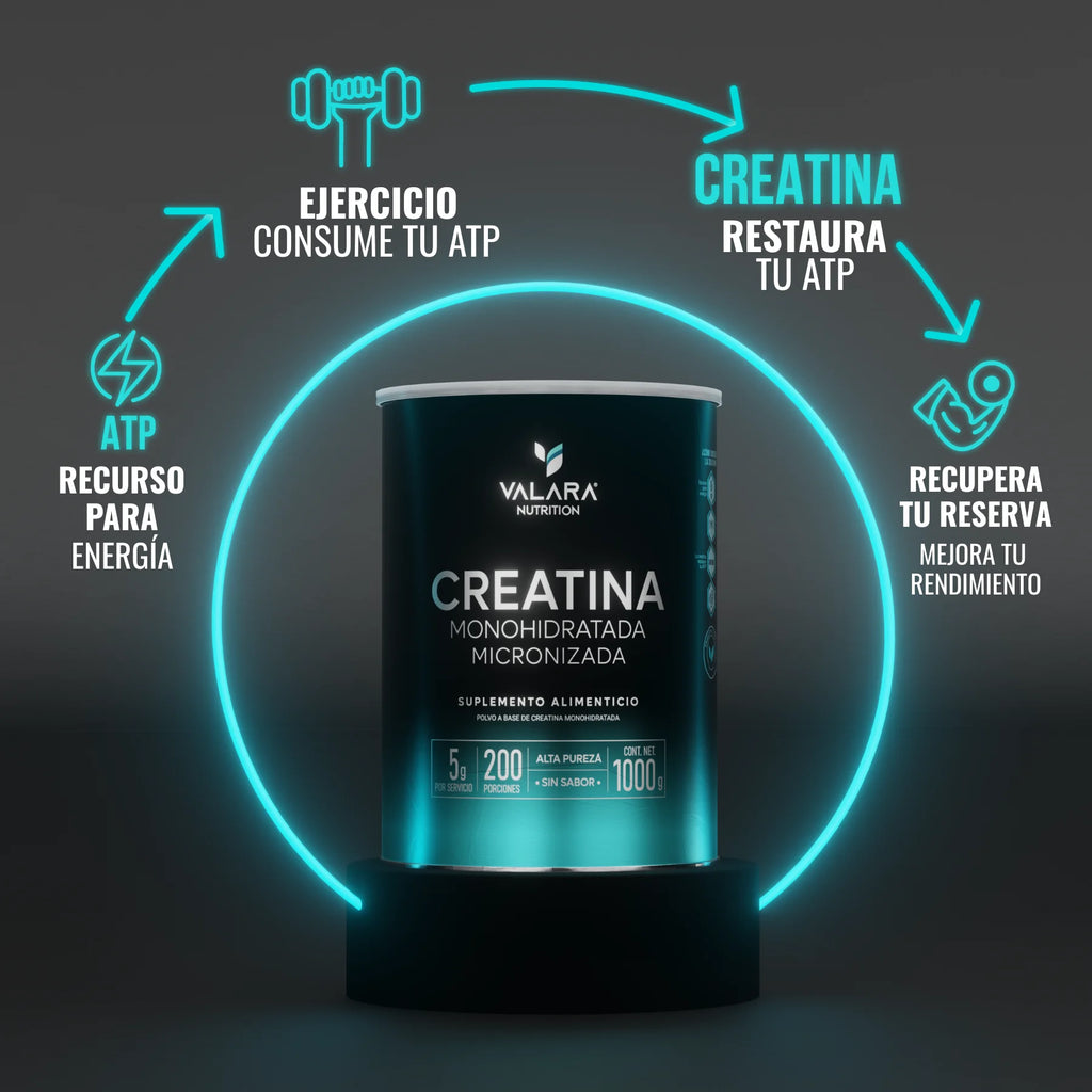 Creatina Monohidratada Valara 1Kg, Alta pureza, 200 Porciones