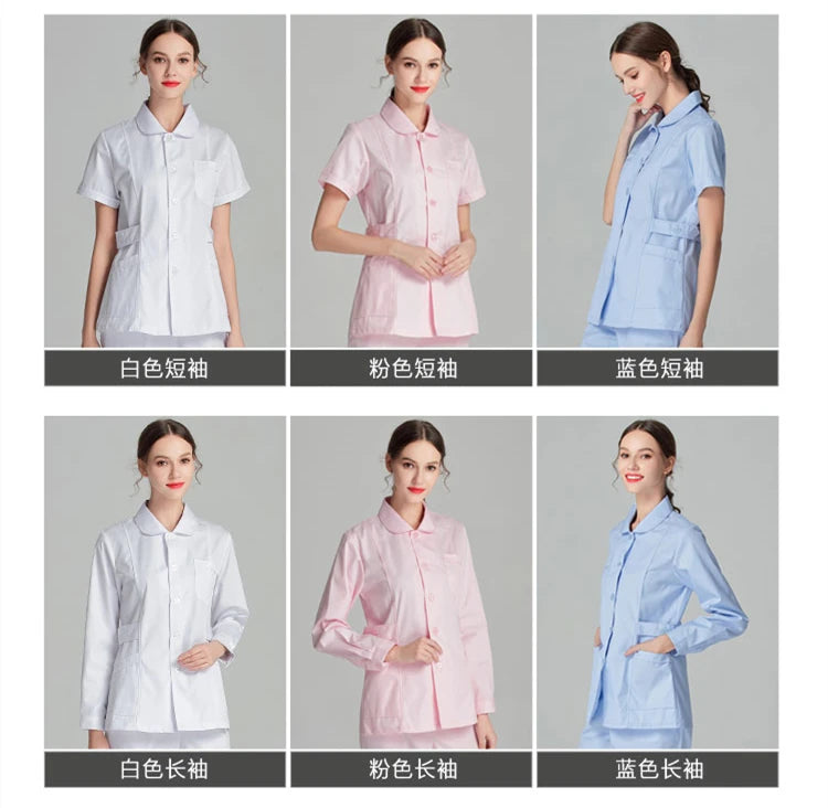 Uniformes de enfermera de manga larga azul, bata de laboratorio, uniforme de médico para mujer, prendas de vestir, ropa médica, ropa de trabajo de salón de belleza