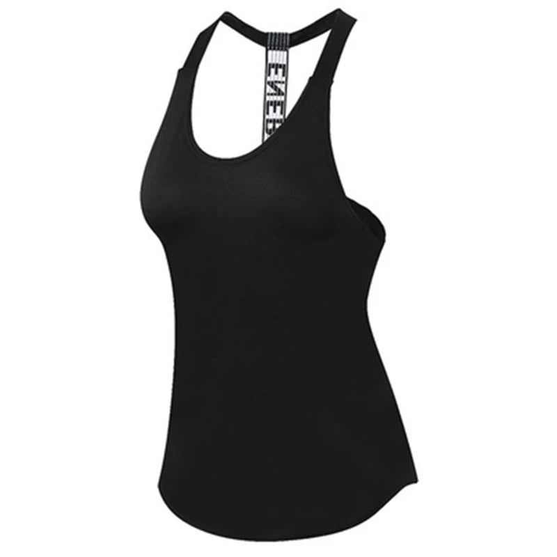 Top deportivo letras y espalda descubierta, sin mangas Yoga, Fitness,