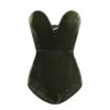 Body sexy de terciopelo sin tirantes mujer, escote en forma de corazón, espalda descubierta, con cordones, escote en V, para fiesta