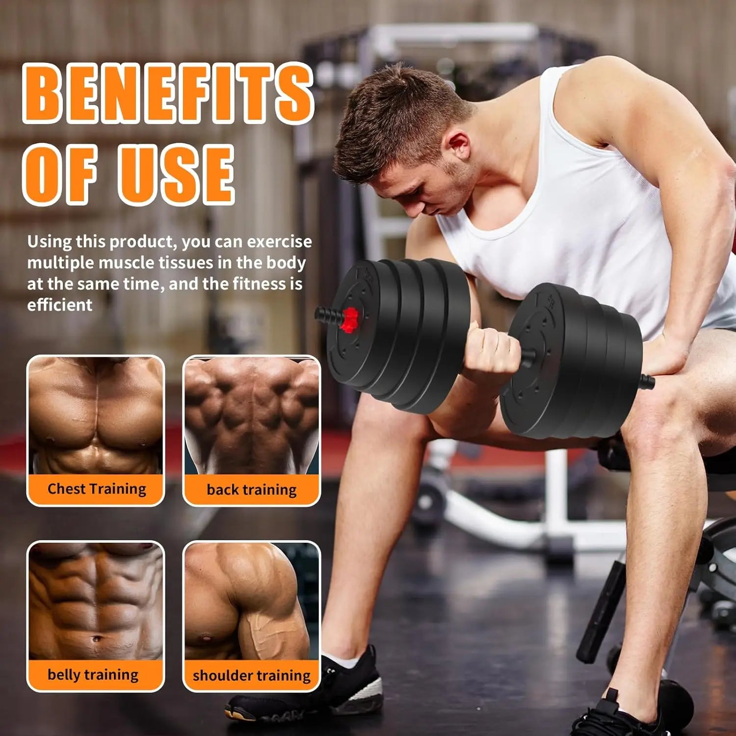 Eco-Friendly Steel Adjustable Dumbbells Rubber-Covered Unisex Home Exercise Arms Fitness 90lb Weight System