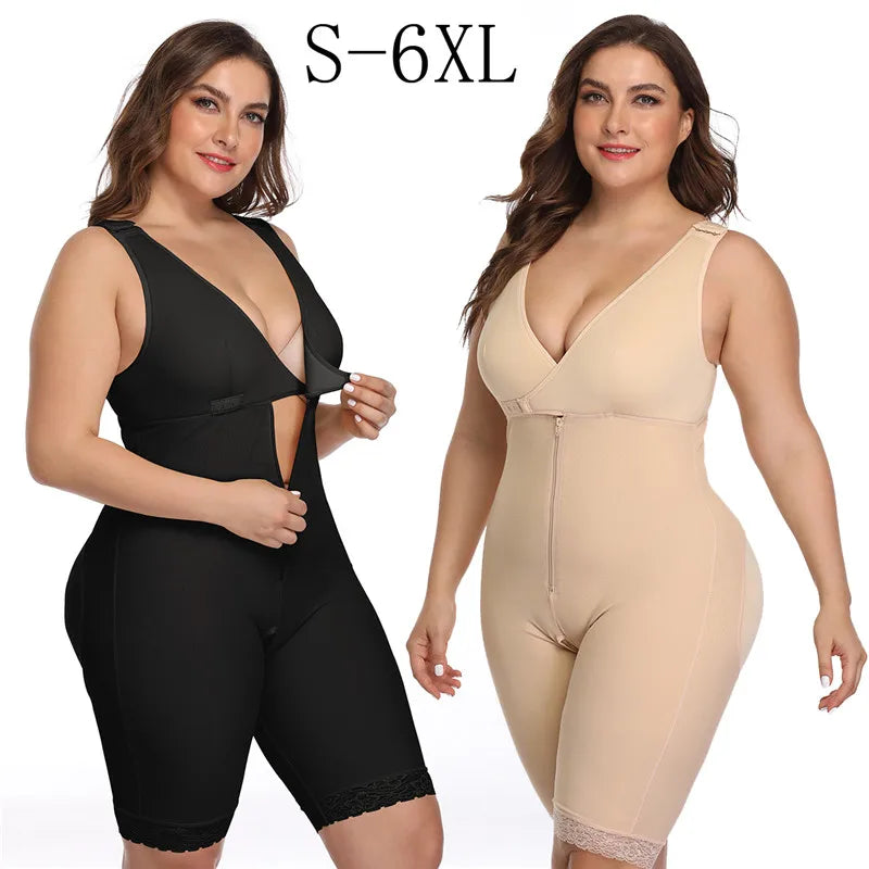 Corsé adelgazante de encaje con cremallera para mujer, ropa interior moldeadora de cintura, corsé de Control, levantador de glúteos, Correa moldeadora de cuerpo, Body de talla grande S-6xl