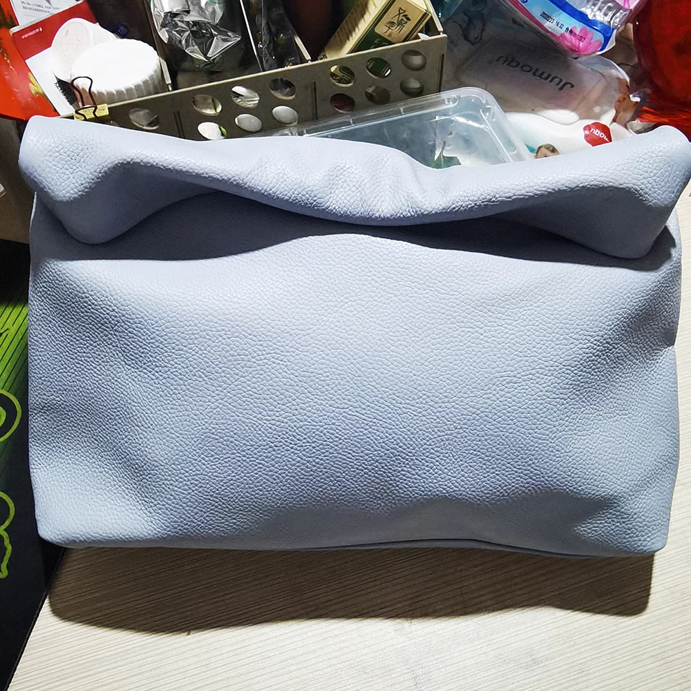 Bolso de mano de piel de vaca 100% auténtica para mujer, bolso de diseñador plegable, bolso con asa magnética Simple