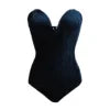 Body sexy de terciopelo sin tirantes mujer, escote en forma de corazón, espalda descubierta, con cordones, escote en V, para fiesta