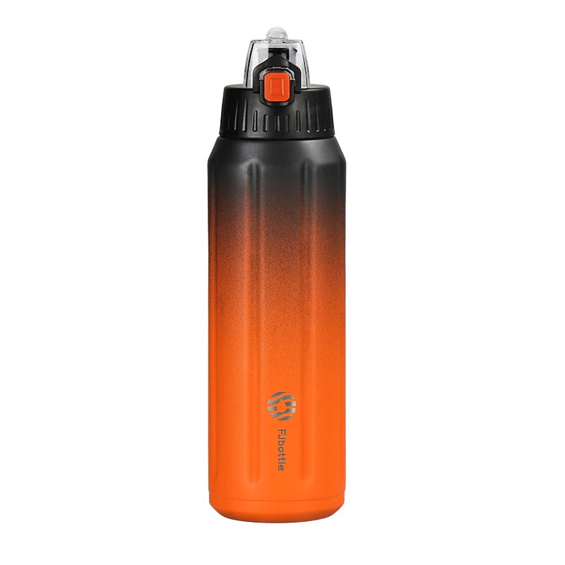 FEIJIAN Termo de doble pared, botella deportiva, 600 ml, acero inoxidable 18/10, termo, vaso aislado, a prueba de fugas, personalizado