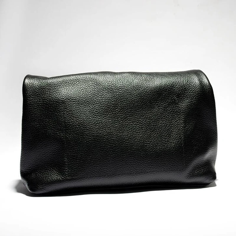 Bolso de mano de piel de vaca 100% auténtica para mujer, bolso de diseñador plegable, bolso con asa magnética Simple