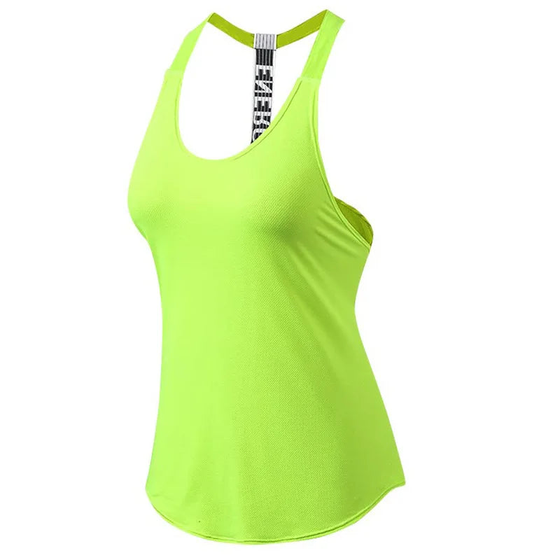 Top deportivo letras y espalda descubierta, sin mangas Yoga, Fitness,