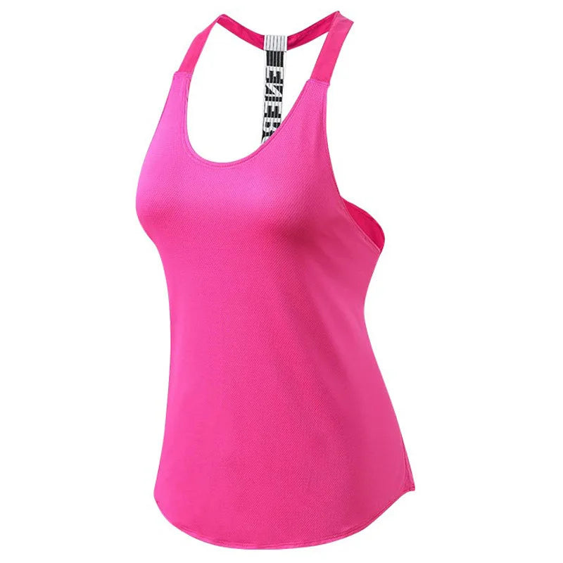 Top deportivo letras y espalda descubierta, sin mangas Yoga, Fitness,