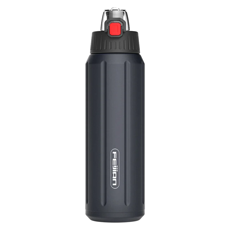 FEIJIAN Termo de doble pared, botella deportiva, 600 ml, acero inoxidable 18/10, termo, vaso aislado, a prueba de fugas, personalizado