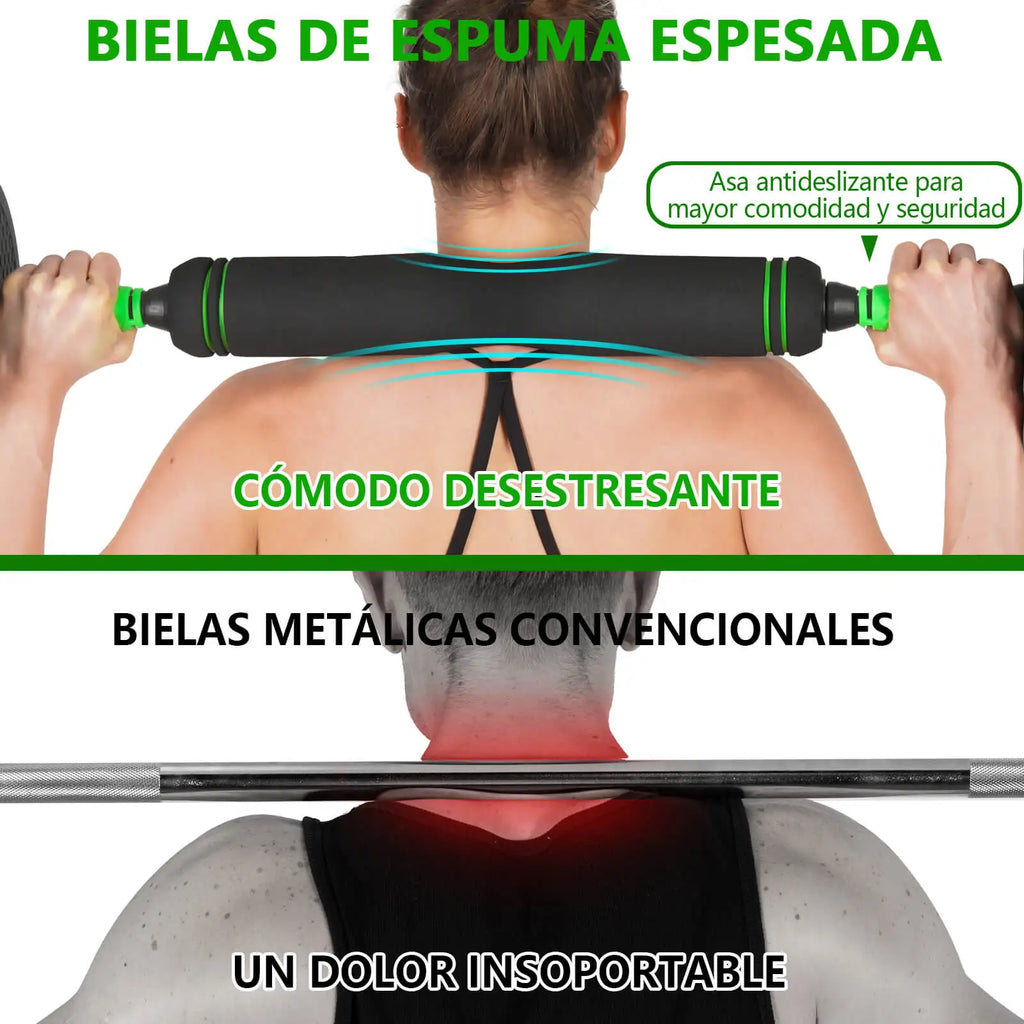 Juego de mancuernas ajustables de 10-40 kg para fitness con barras suaves gruesas antideslizantes multifunción para uso doméstico
