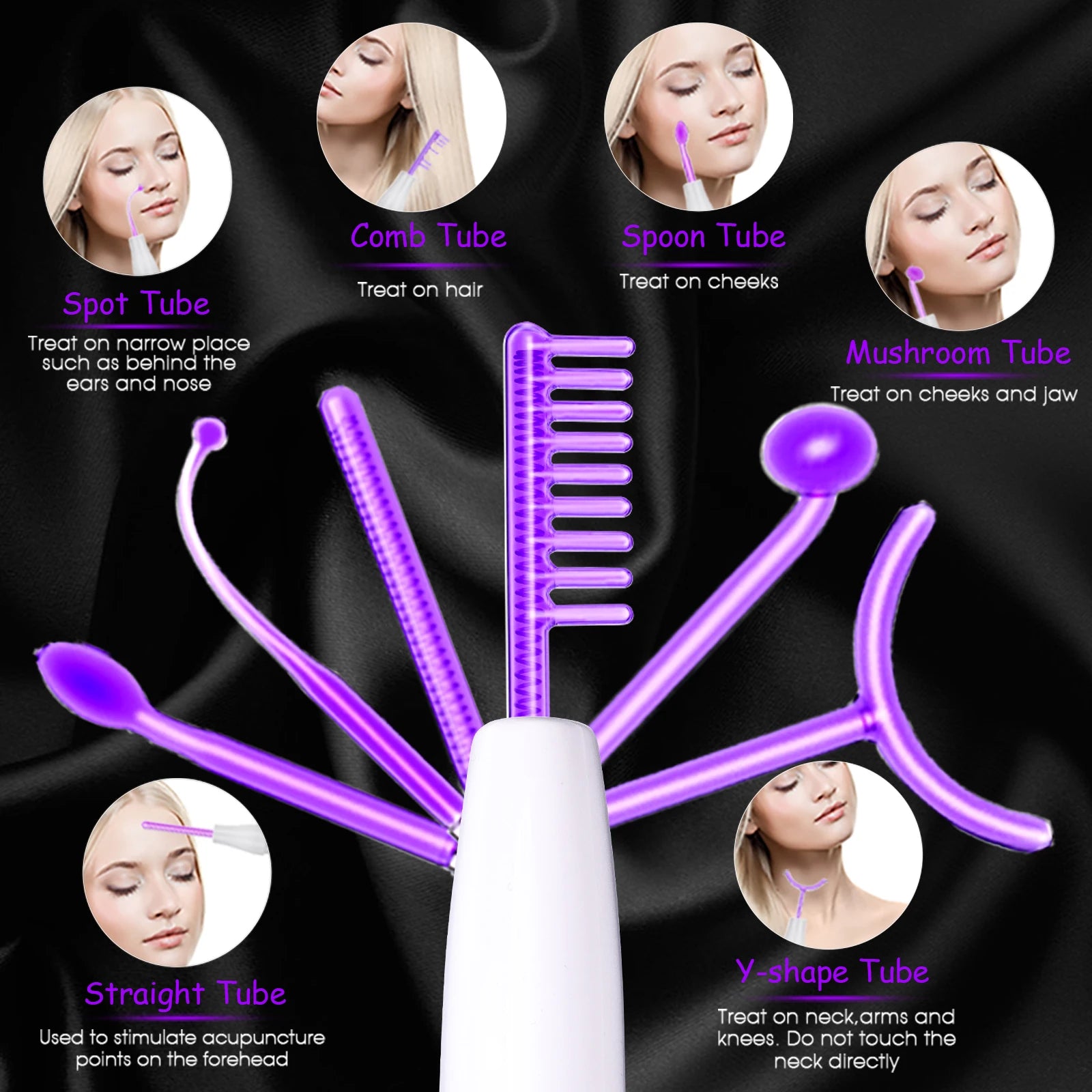 Máquina Facial de alta frecuencia con Panel táctil 6 en 1, varita de electroterapia para el cabello, tratamiento de argón, cuidado de la piel del acné