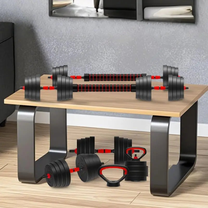 Eco-Friendly Steel Adjustable Dumbbells Rubber-Covered Unisex Home Exercise Arms Fitness 90lb Weight System