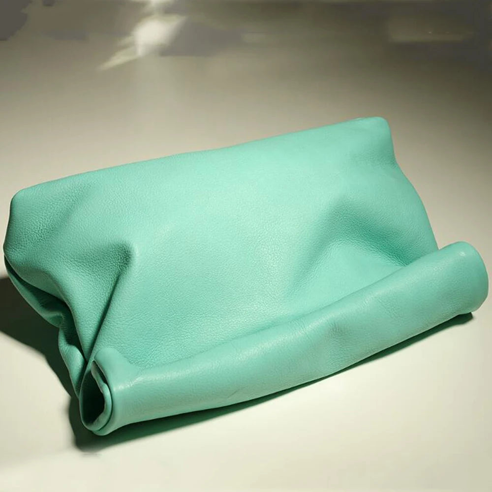 Bolso de mano de piel de vaca 100% auténtica para mujer, bolso de diseñador plegable, bolso con asa magnética Simple