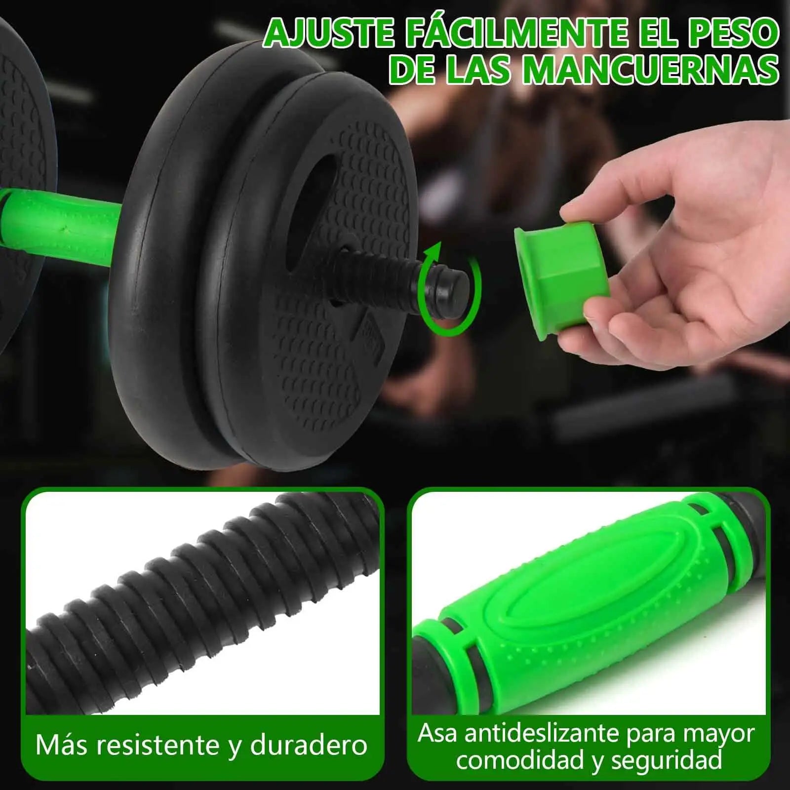 Juego de mancuernas ajustables de 10-40 kg para fitness con barras suaves gruesas antideslizantes multifunción para uso doméstico