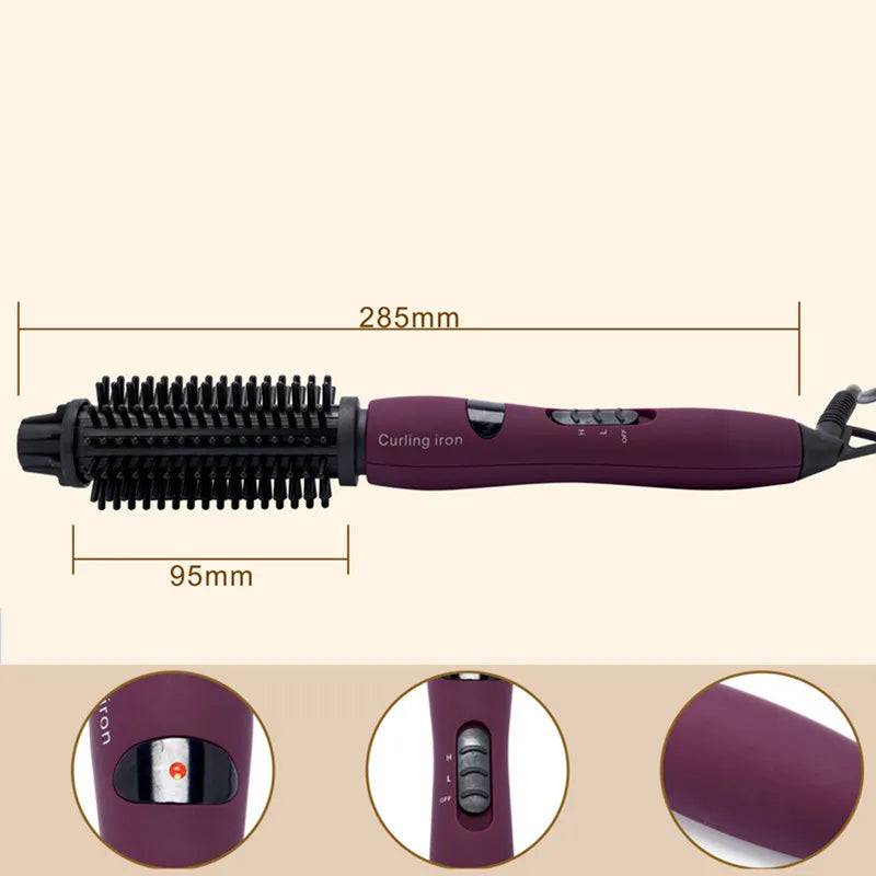 Ambos de rizador eléctrico de engranajes altos y bajos no daña el cabello permanente peine para el cabello flor de pera forma de cepillo redondo eléctrico
