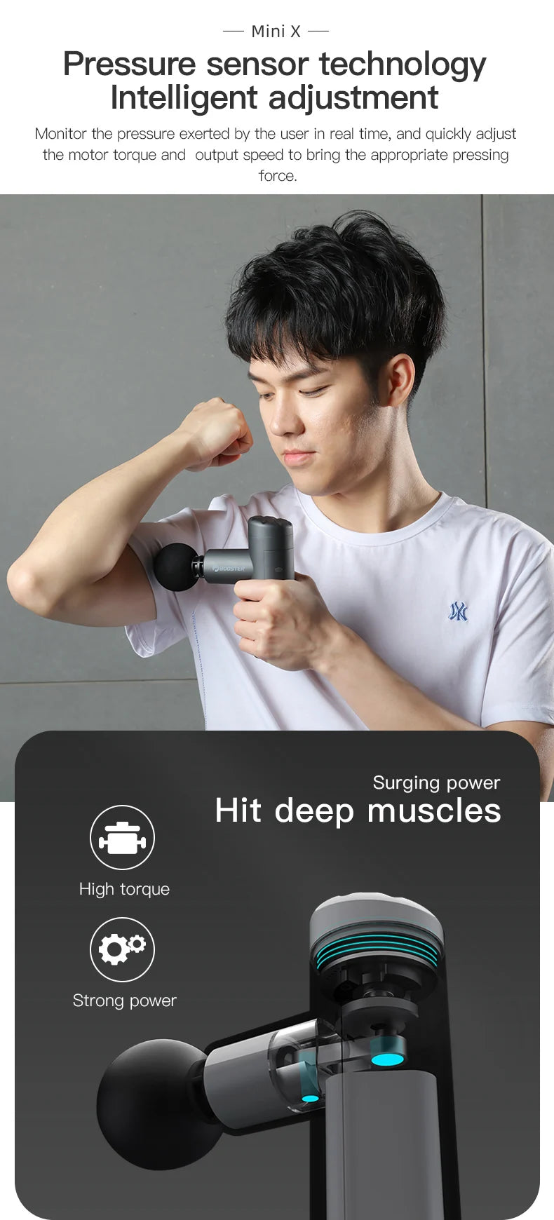 Booster Mini X pistola de masaje percusión masajeador de espalda y cuello vibradores eléctricos portátil Fitness Mini máquina de masaje corporal