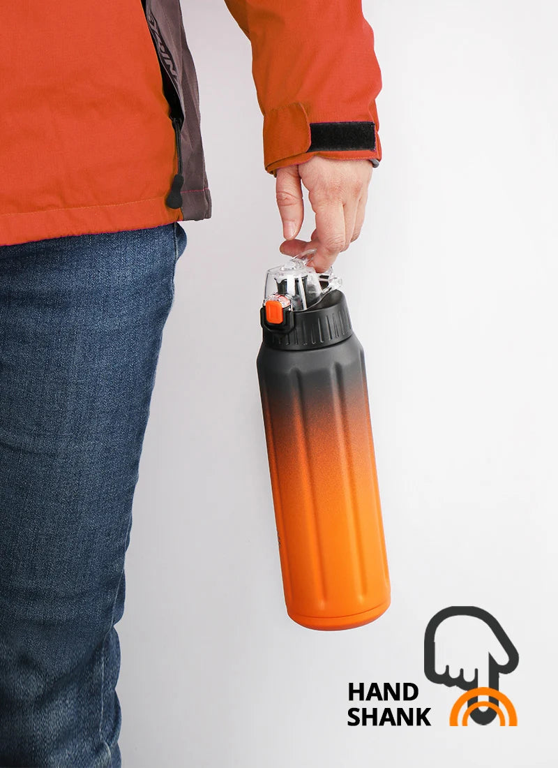 FEIJIAN Termo de doble pared, botella deportiva, 600 ml, acero inoxidable 18/10, termo, vaso aislado, a prueba de fugas, personalizado