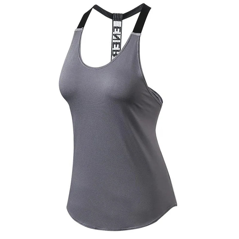 Top deportivo letras y espalda descubierta, sin mangas Yoga, Fitness,