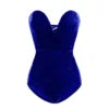 Body sexy de terciopelo sin tirantes mujer, escote en forma de corazón, espalda descubierta, con cordones, escote en V, para fiesta