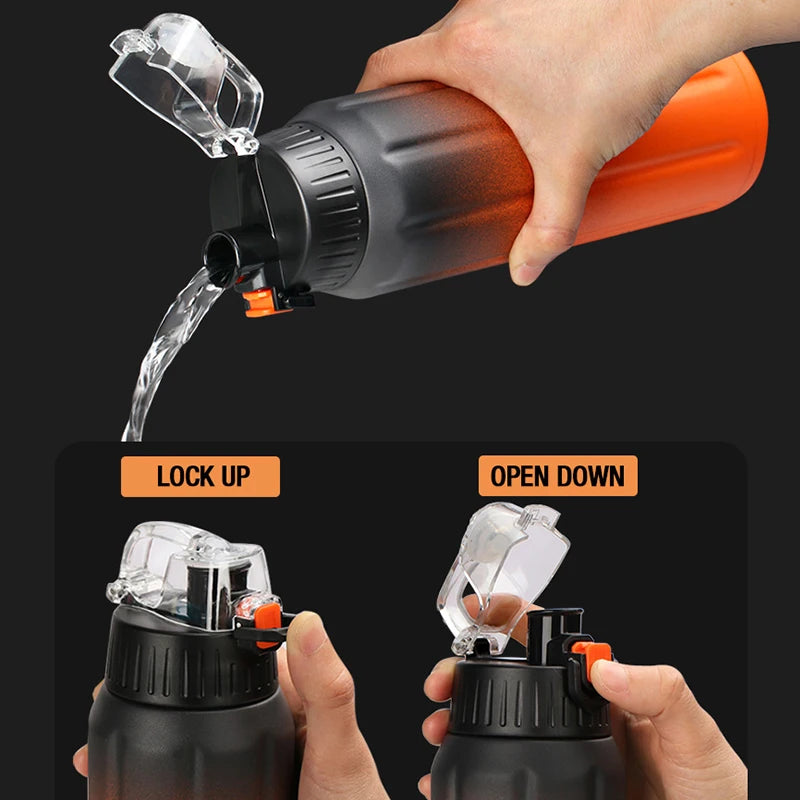 FEIJIAN Termo de doble pared, botella deportiva, 600 ml, acero inoxidable 18/10, termo, vaso aislado, a prueba de fugas, personalizado