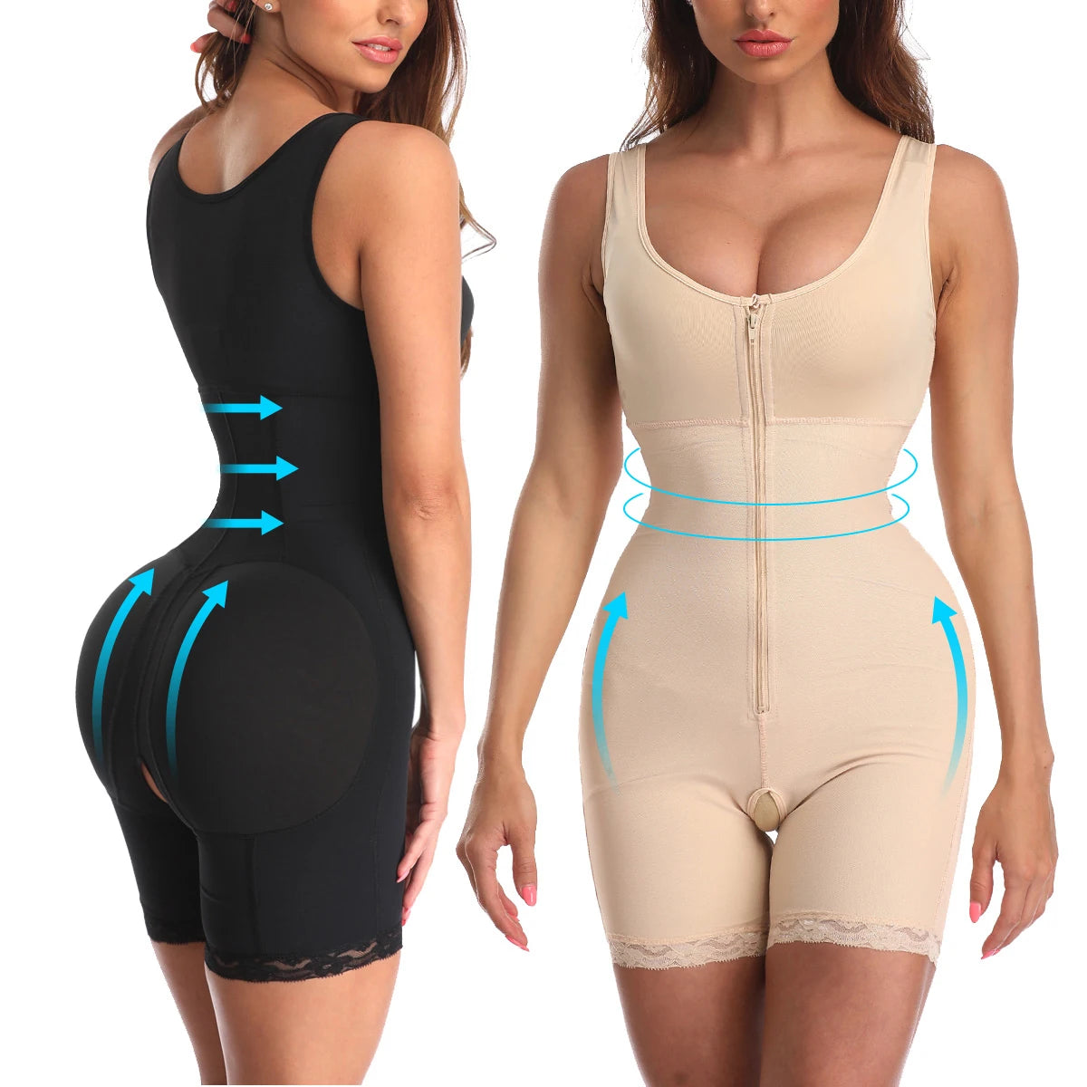 Corsé adelgazante de encaje con cremallera para mujer, ropa interior moldeadora de cintura, corsé de Control, levantador de glúteos, Correa moldeadora de cuerpo, Body de talla grande S-6xl