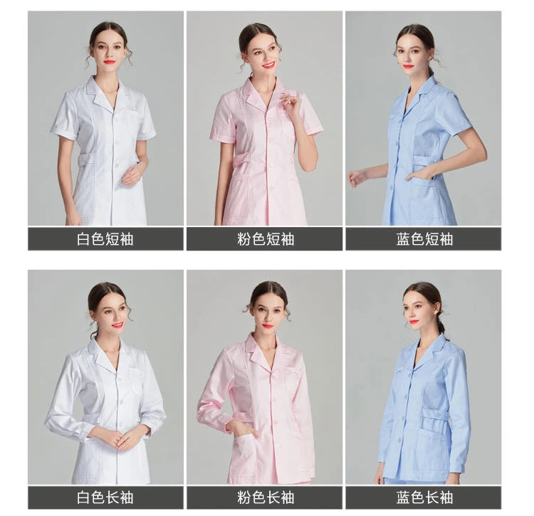 Uniformes de enfermera de manga larga azul, bata de laboratorio, uniforme de médico para mujer, prendas de vestir, ropa médica, ropa de trabajo de salón de belleza
