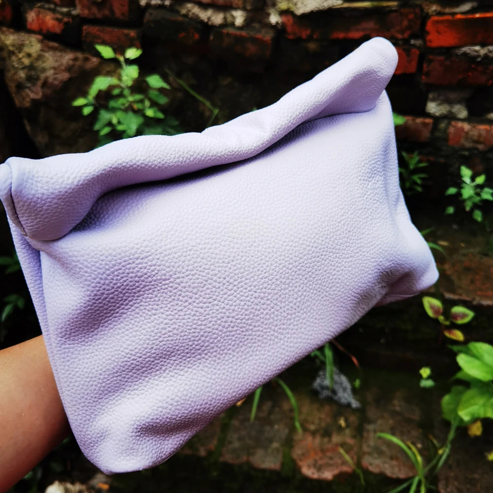 Bolso de mano de piel de vaca 100% auténtica para mujer, bolso de diseñador plegable, bolso con asa magnética Simple
