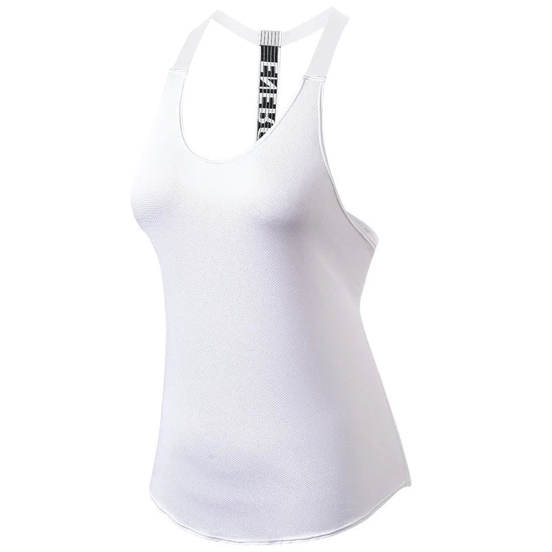 Top deportivo letras y espalda descubierta, sin mangas Yoga, Fitness,