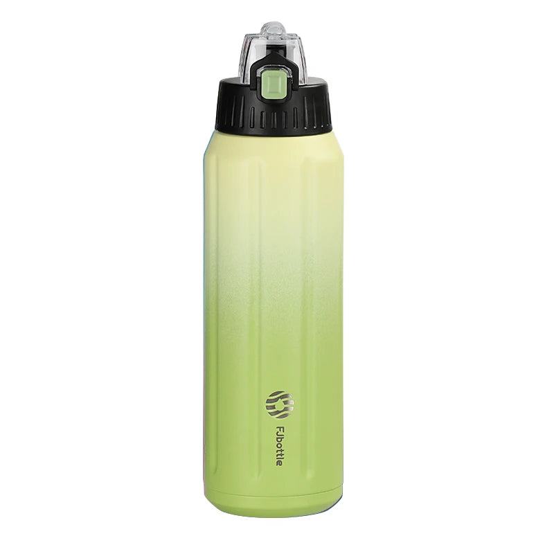 FEIJIAN Termo de doble pared, botella deportiva, 600 ml, acero inoxidable 18/10, termo, vaso aislado, a prueba de fugas, personalizado