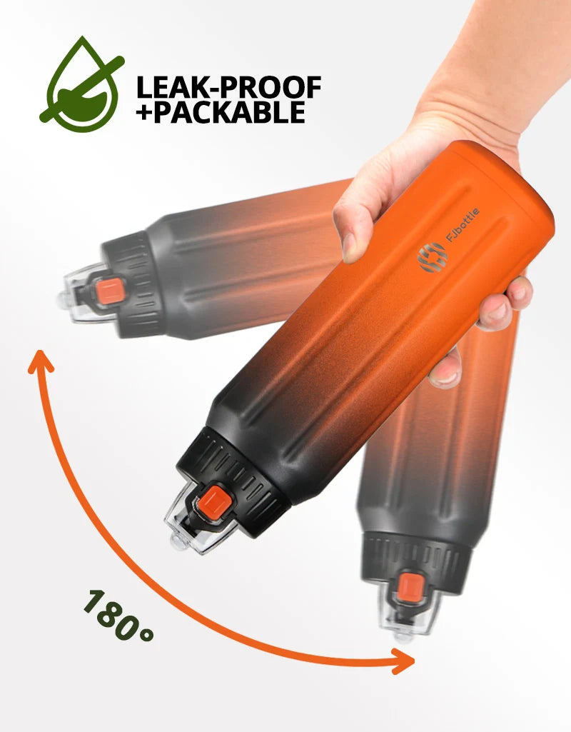 FEIJIAN Termo de doble pared, botella deportiva, 600 ml, acero inoxidable 18/10, termo, vaso aislado, a prueba de fugas, personalizado