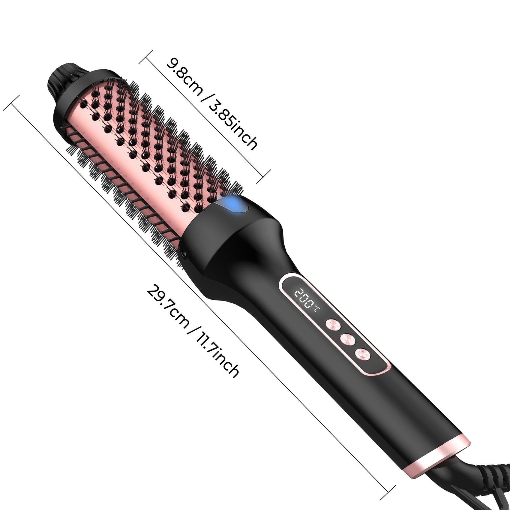 Cepillo térmico 3 en 1, cepillo redondo ónico calentado, rizador/plancha de pelo iónico con rizador de pelo antiescaldaduras, herramientas de peinado