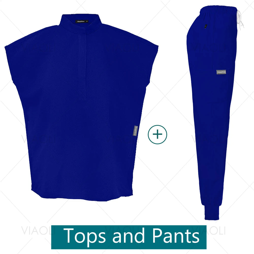 Conjuntos de uniformes médicos para enfermería, ropa de trabajo para Hospital, batas quirúrgicas de Color sólido, Top exfoliante transpirable, pantalones para correr, traje