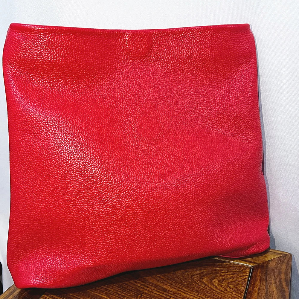 Bolso de mano de piel de vaca 100% auténtica para mujer, bolso de diseñador plegable, bolso con asa magnética Simple