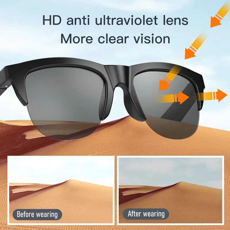 Nuevas gafas de sol inteligentes Bluetooth V5.3 llamadas, auriculares para deportes al aire libre, tecnología negra HIFI, antitouch UV para hombres y mujeres