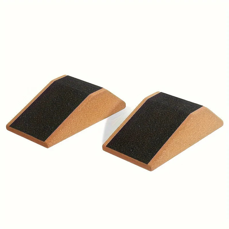 Juego de cuña de fitness de madera de color sólido con superficie antideslizante para sentadillas y estiramiento, incluye bolsa de transporte portátil (par)