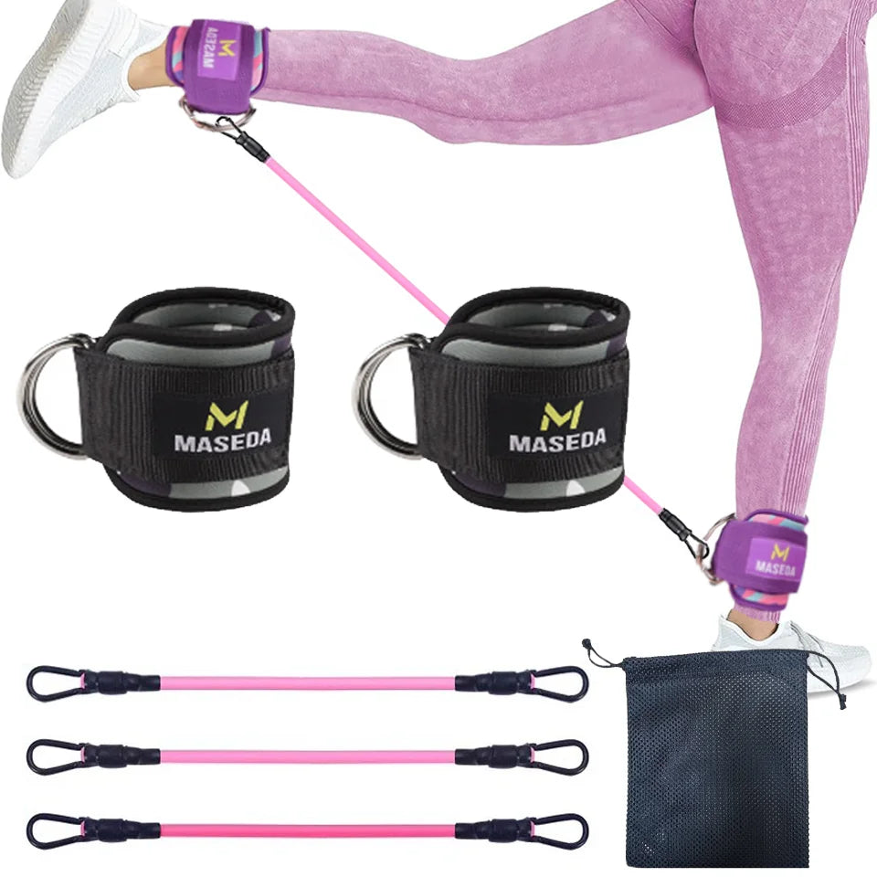 LOOGDEEL-Puños de tobillo con soporte de anillo en D, bandas de resistencia, correas de tobillo, Fitness, Yoga, extensión de fuerza de piernas, protector de gimnasio Unisex