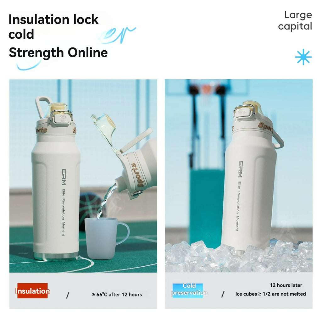 Taza aislada de 700ml, botella de agua para deportes al aire libre de acero inoxidable, taza térmica para oficina y hogar, mantiene el frío y el calor, termo