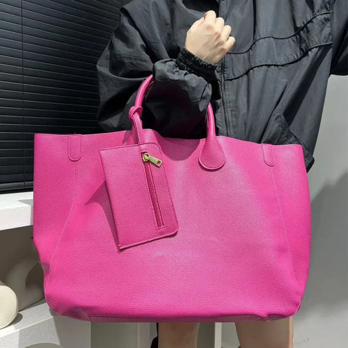 Bolso de mano de gran tamaño de cuero vegano a la moda para mujer con gran capacidad, bolso de compras simple y versátil