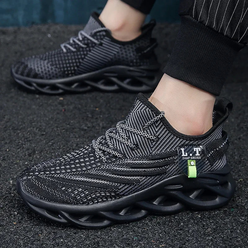 YRZL hombres deportes correr negro zapatos para correr zapatillas