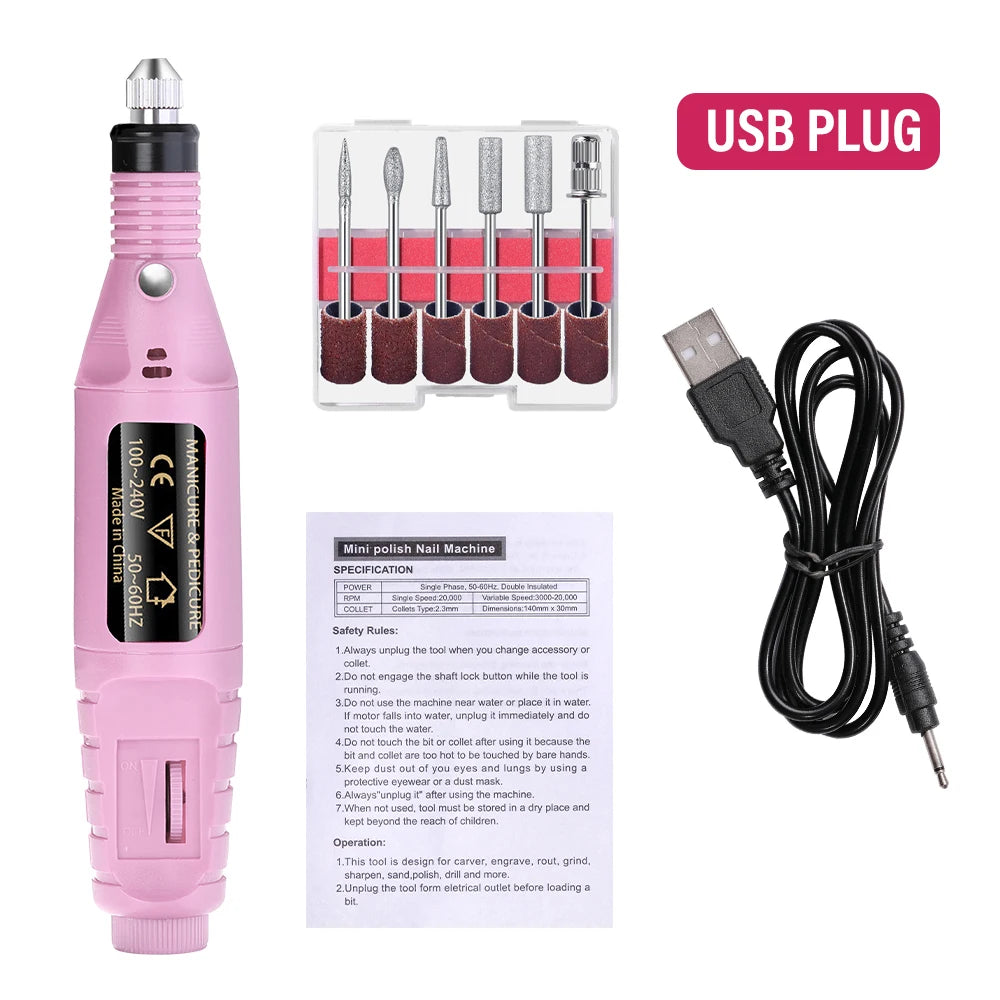 LULAA-taladro eléctrico para uñas, equipo de pulido de pedicura, molino para manicura, herramienta profesional de pulido de uñas fuerte