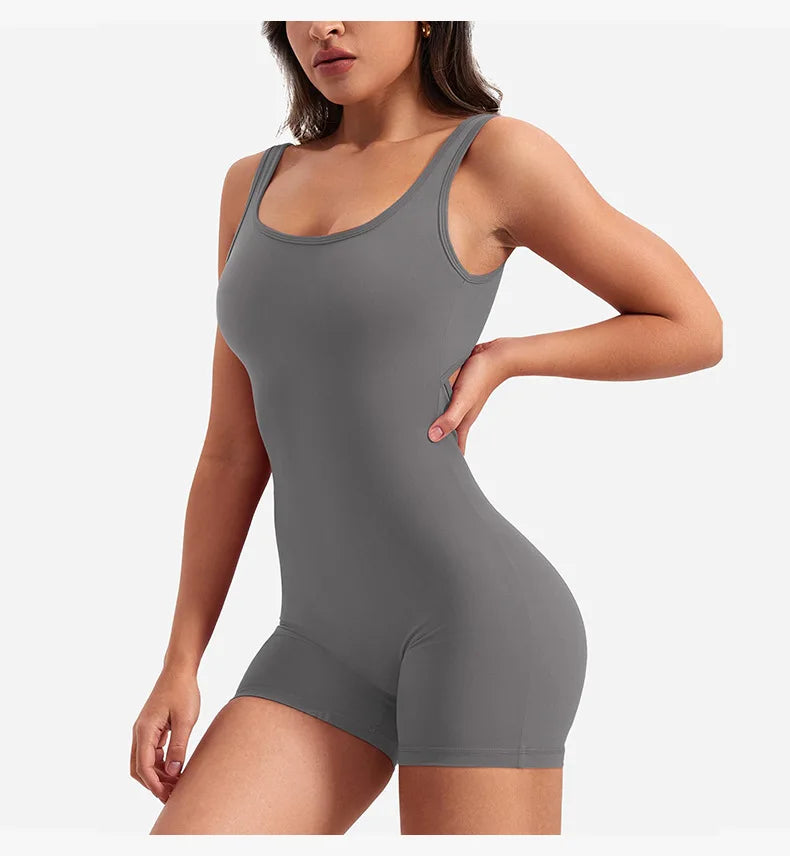 Ropa de gimnasio para Mujer, peleles sexys ajustados con cuello cuadrado y espalda descubierta
