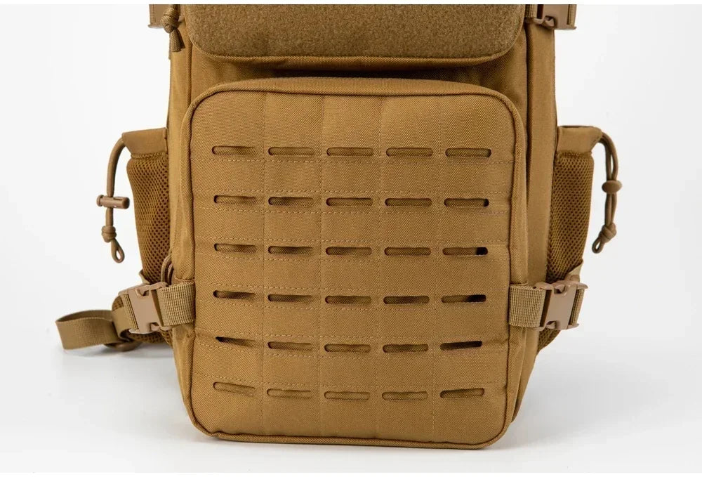 Mochilas tácticas de gimnasio de 25L para hombres, mochila Molle con corte láser de supervivencia, bolsa pequeña para insectos, mochila de caza con portavasos duales