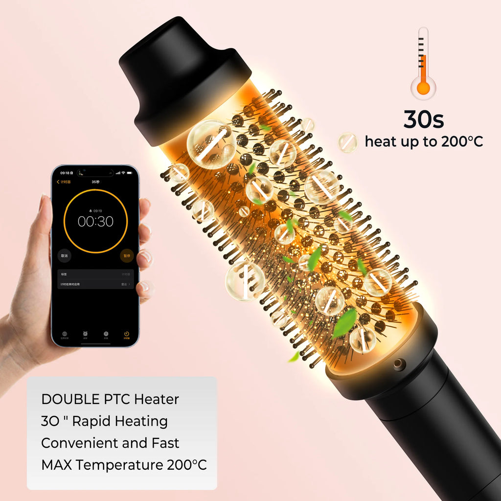 Cepillo caliente multifuncional 3 en 1 para alisar y rizar, peine para peinar el cabello iónico portátil de viaje, calentamiento rápido para cabello grueso/fino