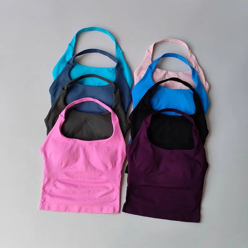Chaleco de Yoga Halter, deportes para correr a prueba de golpes, ropa interior deportiva de alta resistencia, Fitness, tirantes de Pilates, espalda bonita, otoño