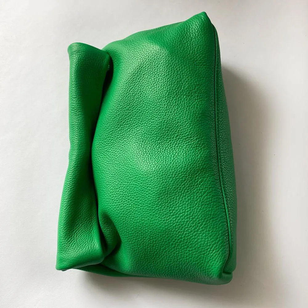 Bolso de mano de piel de vaca 100% auténtica para mujer, bolso de diseñador plegable, bolso con asa magnética Simple