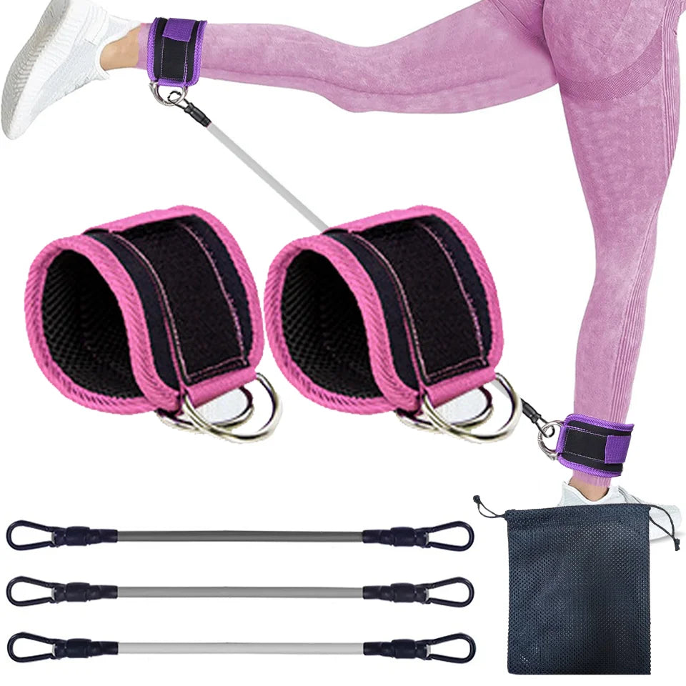LOOGDEEL-Puños de tobillo con soporte de anillo en D, bandas de resistencia, correas de tobillo, Fitness, Yoga, extensión de fuerza de piernas, protector de gimnasio Unisex