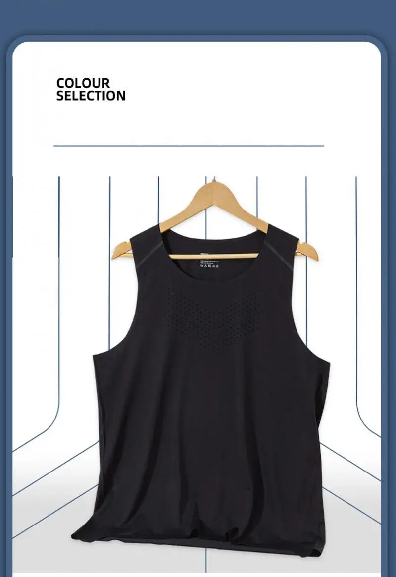 Playera deportiva de secado rápido para hombre, sin mangas de malla elástica